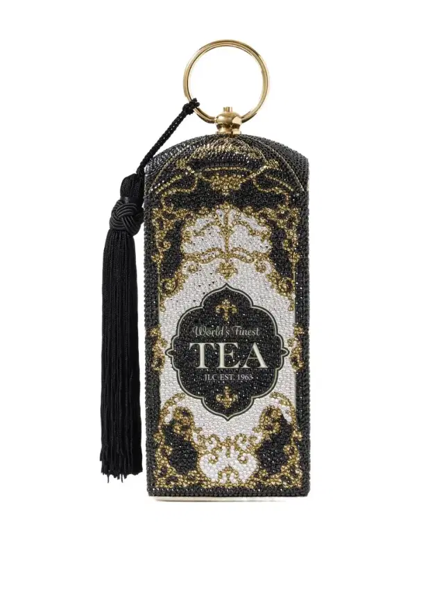 Tea Crystal-embellished Gold-tone Clutch