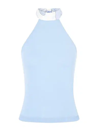 PUCCI Printed Silk-trimmed Cotton Halterneck Top | Thumbnail 1