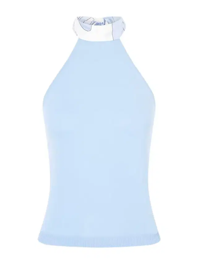 Printed Silk-trimmed Cotton Halterneck Top