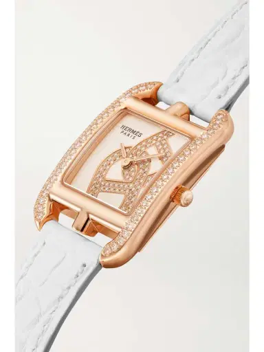 Hermès Timepieces Cape Cod 31mm Small 18-karat Rose Gold, Alligator, Mother-of-pearl And Diamond Watch | Thumbnail 3
