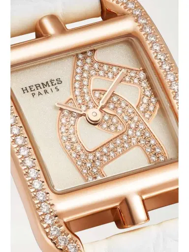 Hermès Timepieces Cape Cod 31mm Small 18-karat Rose Gold, Alligator, Mother-of-pearl And Diamond Watch | Thumbnail 5