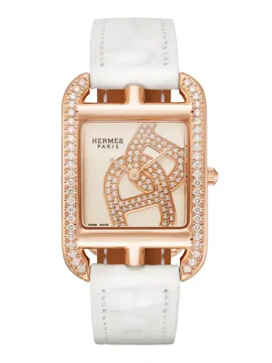 Hermès Timepieces Cape Cod 31mm Small 18-karat Rose Gold, Alligator, Mother-of-pearl And Diamond Watch | Thumbnail 1