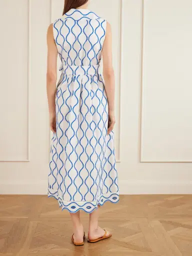 Loretta Caponi Noemie Double-breasted Striped Cotton-poplin Midi Dress | Thumbnail 3