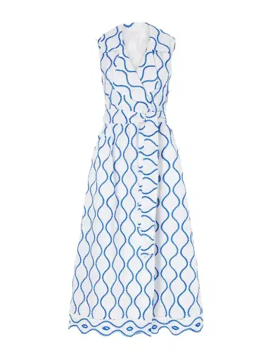 Loretta Caponi Noemie Double-breasted Striped Cotton-poplin Midi Dress | Thumbnail 1