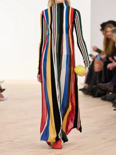 Loewe Striped Chiffon And Ribbed Jersey Maxi Dress | Thumbnail 5 Loewe Striped Chiffon And Ribbed Jersey Maxi Dress | Thumbnail 5