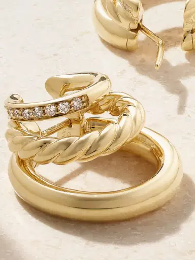 David Yurman Dy Mercer 18-karat Gold Diamond Hoop Earrings | Thumbnail 3 David Yurman Dy Mercer 18-karat Gold Diamond Hoop Earrings | Thumbnail 3