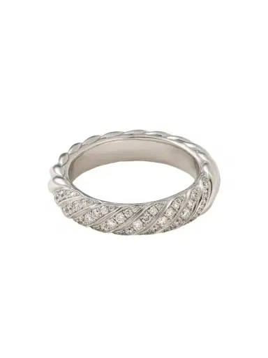 David Yurman Sculpted Cable 18-karat White Gold Diamond Ring | Thumbnail 1