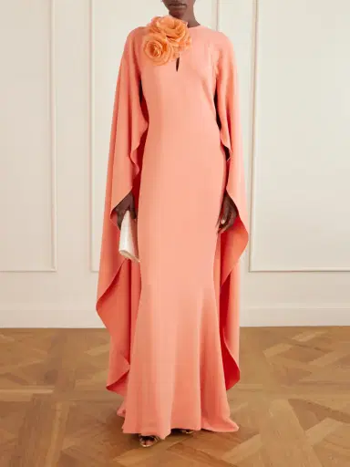 Elie Saab Appliquéd Cape-effect Cady Gown | Thumbnail 2