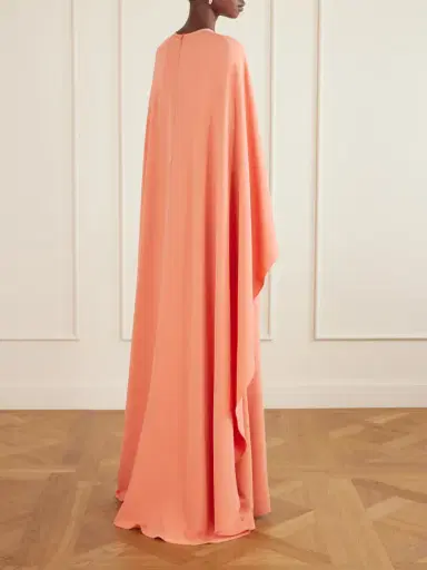 Elie Saab Appliquéd Cape-effect Cady Gown | Thumbnail 3