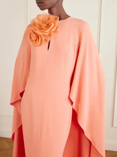 Elie Saab Appliquéd Cape-effect Cady Gown | Thumbnail 4