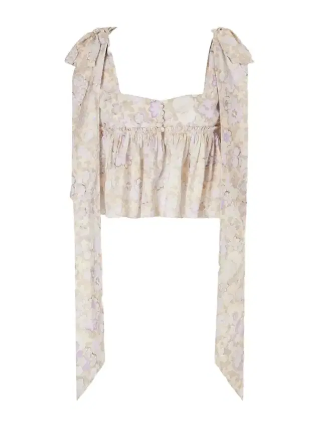 Bow-detailed Ruffled Floral-print Cotton-poplin Top Bow-detailed Ruffled Floral-print Cotton-poplin Top