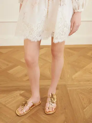 Zimmermann Embellished Metallic Leather Sandals | Thumbnail 2