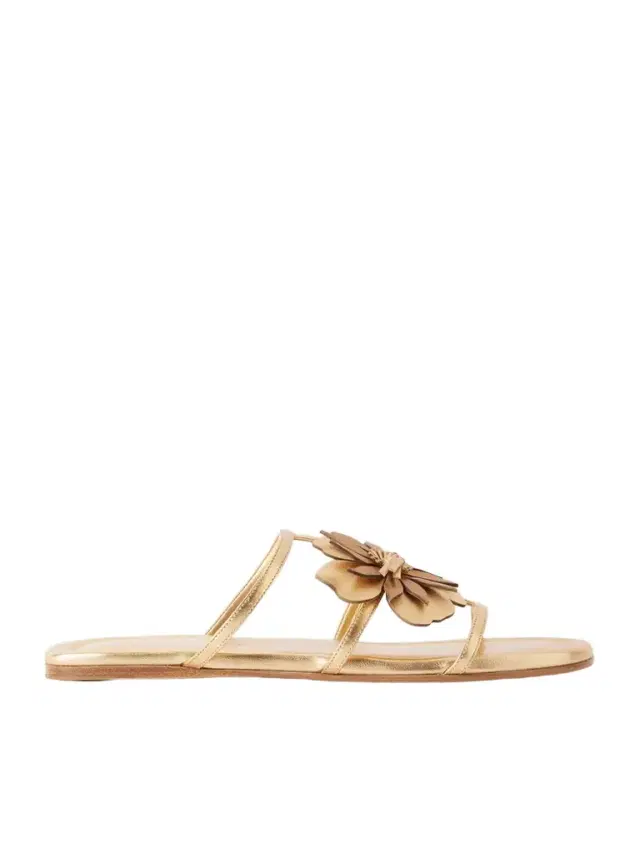Embellished Metallic Leather Sandals Embellished Metallic Leather Sandals