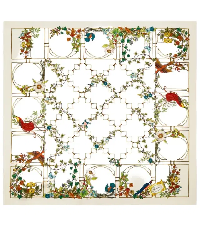 Printed silk twill scarf