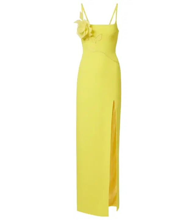 Floral-appliqué gown