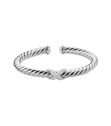 David Yurman Cable Flex 925 sterling silver bracelet with diamonds | Thumbnail 1 David Yurman Cable Flex 925 sterling silver bracelet with diamonds | Thumbnail 1