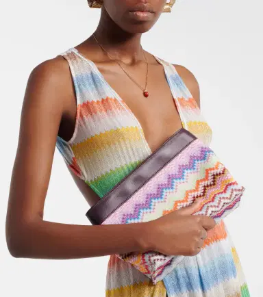 Missoni Zigzag Large leather-trimmed lamé clutch | Thumbnail 4 Missoni Zigzag Large leather-trimmed lamé clutch | Thumbnail 4