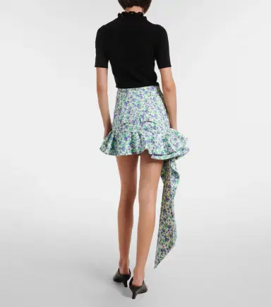 Rabanne Ruffled floral jersey miniskirt | Thumbnail 6