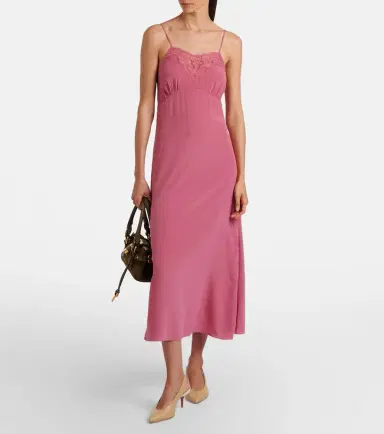 Chloé Chloé Lace-trimmed silk slip dress | Thumbnail 3