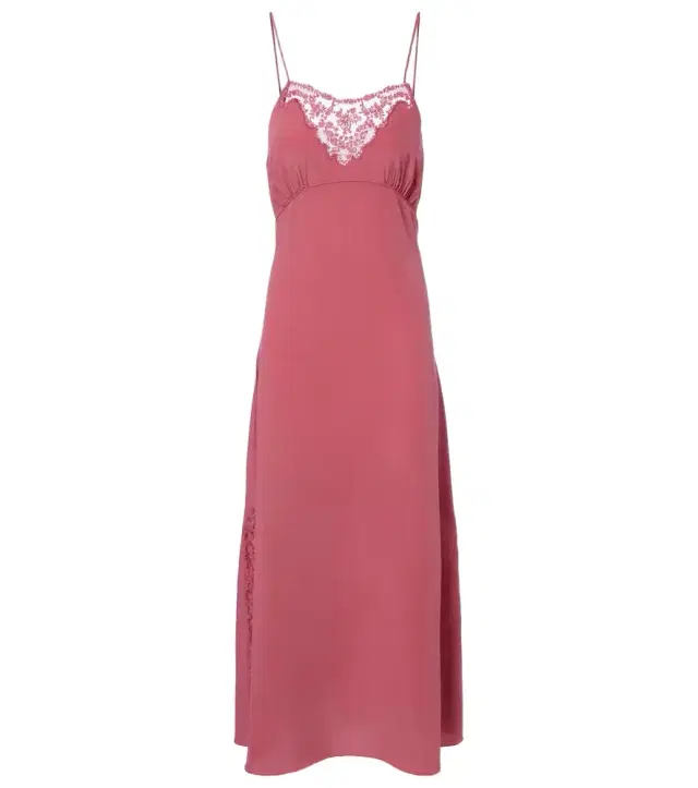 Chloe Chloé Lace-trimmed silk slip dress