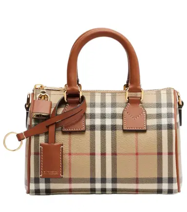 Burberry Check leather-trimmed bowling bag | Thumbnail 1 Burberry Check leather-trimmed bowling bag | Thumbnail 1