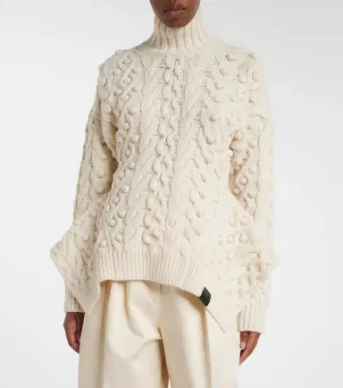 Stella McCartney Cable-knit draped wool turtleneck sweater | Thumbnail 2