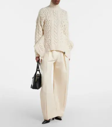 Stella McCartney Cable-knit draped wool turtleneck sweater | Thumbnail 4