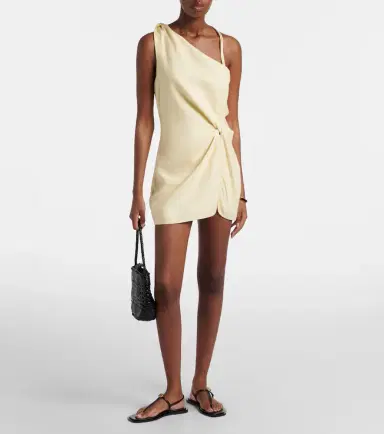 SIR. Gathered halterneck linen minidress | Thumbnail 3