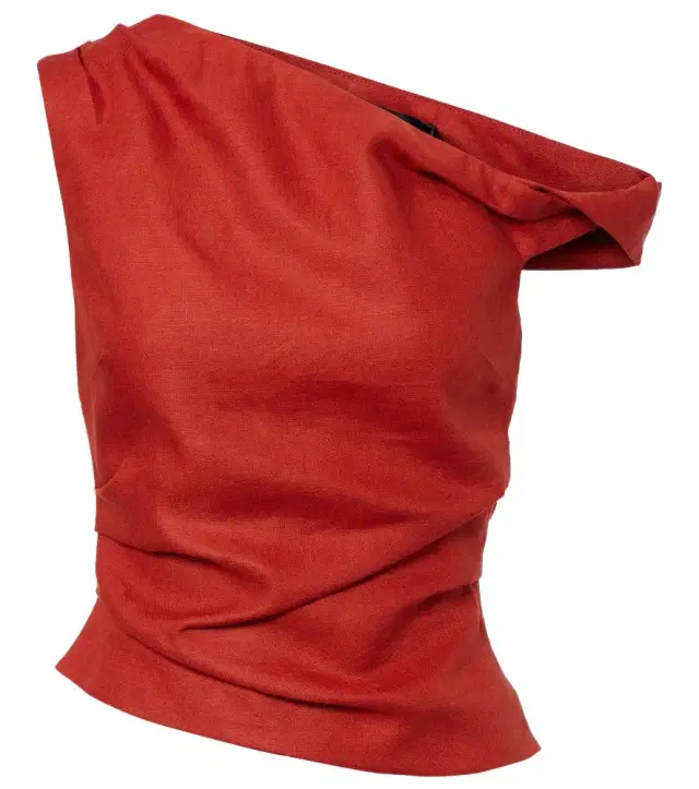 Asymmetric linen top