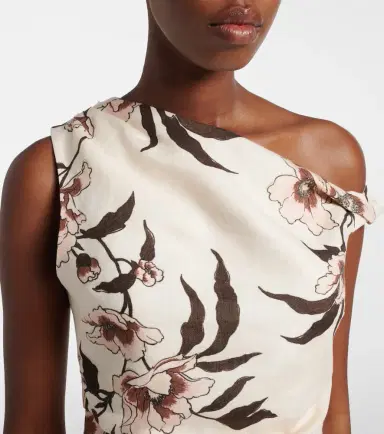 SIR Floral asymmetric linen top | Thumbnail 4