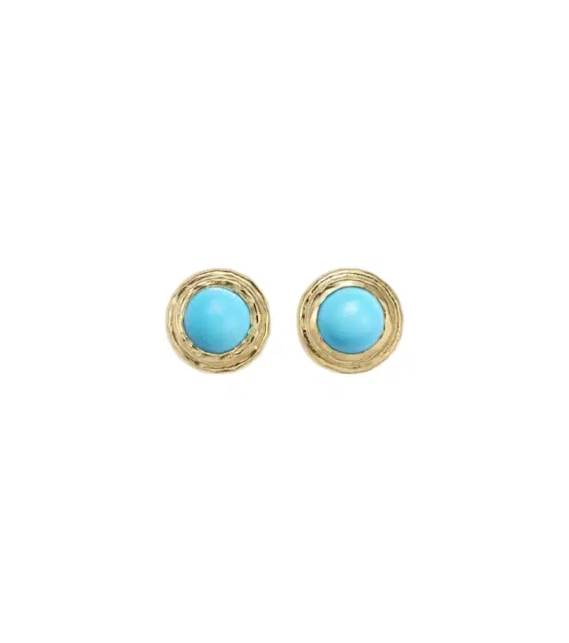 Octavia Elizabeth Coral Beach 18kt gold earrings with turquoises