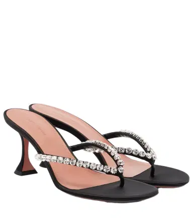 Amina Muaddi Gigi embellished satin thong sandals | Thumbnail 1 Amina Muaddi Gigi embellished satin thong sandals | Thumbnail 1