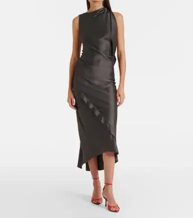 Victoria Beckham Kyra draped crêpe satin midi dress | Thumbnail 6