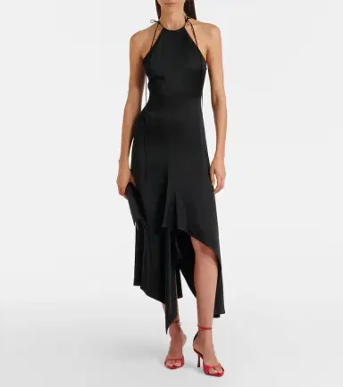 Victoria Beckham Asymmetric crêpe satin midi dress | Thumbnail 3