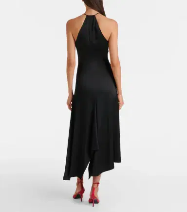 Victoria Beckham Asymmetric crêpe satin midi dress | Thumbnail 5