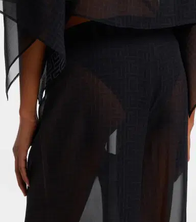 Balmain Monogram sheer silk wide-leg pants | Thumbnail 2