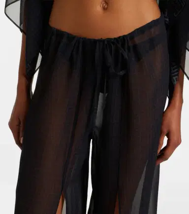 Balmain Monogram sheer silk wide-leg pants | Thumbnail 3