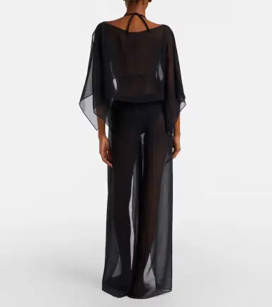 Balmain Monogram sheer silk wide-leg pants | Thumbnail 6