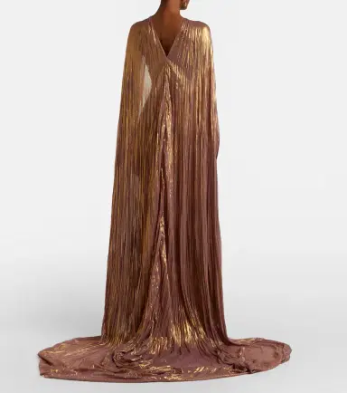 Marmar Halim Caped pleated bustier gown | Thumbnail 5