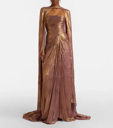 Marmar Halim Caped pleated bustier gown | Thumbnail 6