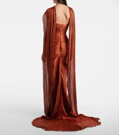 Marmar Halim Draped pleated scarf-detail bustier gown | Thumbnail 5