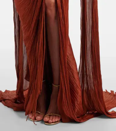 Marmar Halim Draped pleated scarf-detail bustier gown | Thumbnail 6
