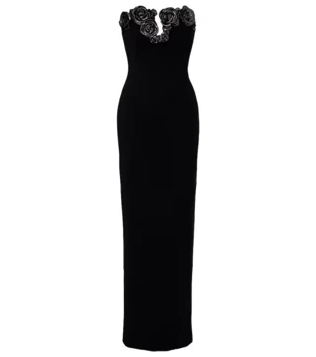Rachel Gilbert Mirage floral-appliqué bustier gown