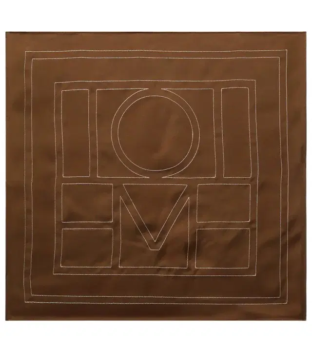 Embroidered monogram silk scarf