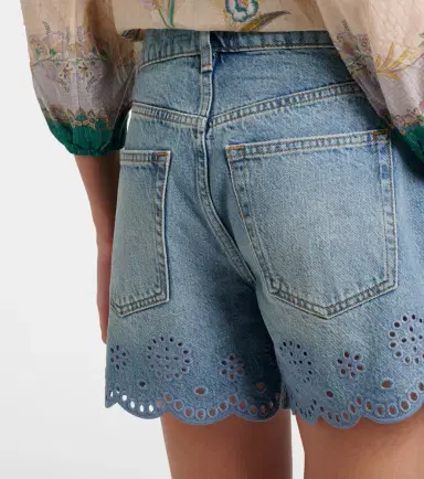 Frame Long Hang broderie anglaise denim shorts | Thumbnail 3