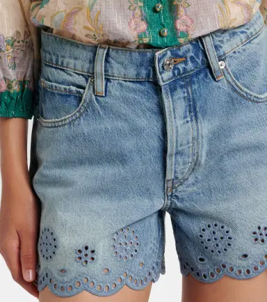 Frame Long Hang broderie anglaise denim shorts | Thumbnail 4