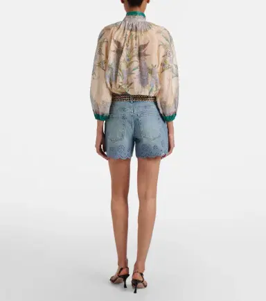 Frame Long Hang broderie anglaise denim shorts | Thumbnail 5