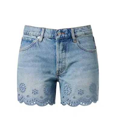 Frame Long Hang broderie anglaise denim shorts | Thumbnail 1