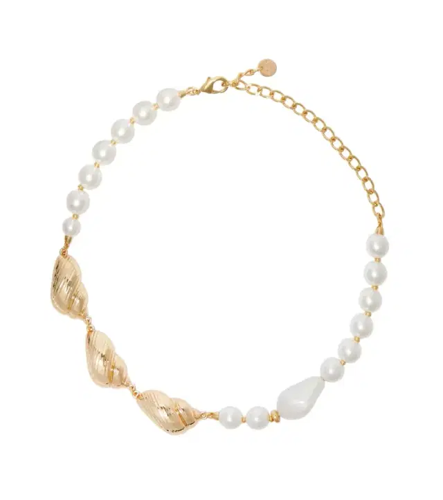 Faux pearl-embellished necklace