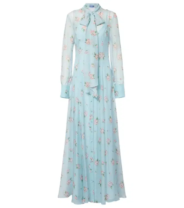 Lilith bow-detail floral chiffon maxi dress